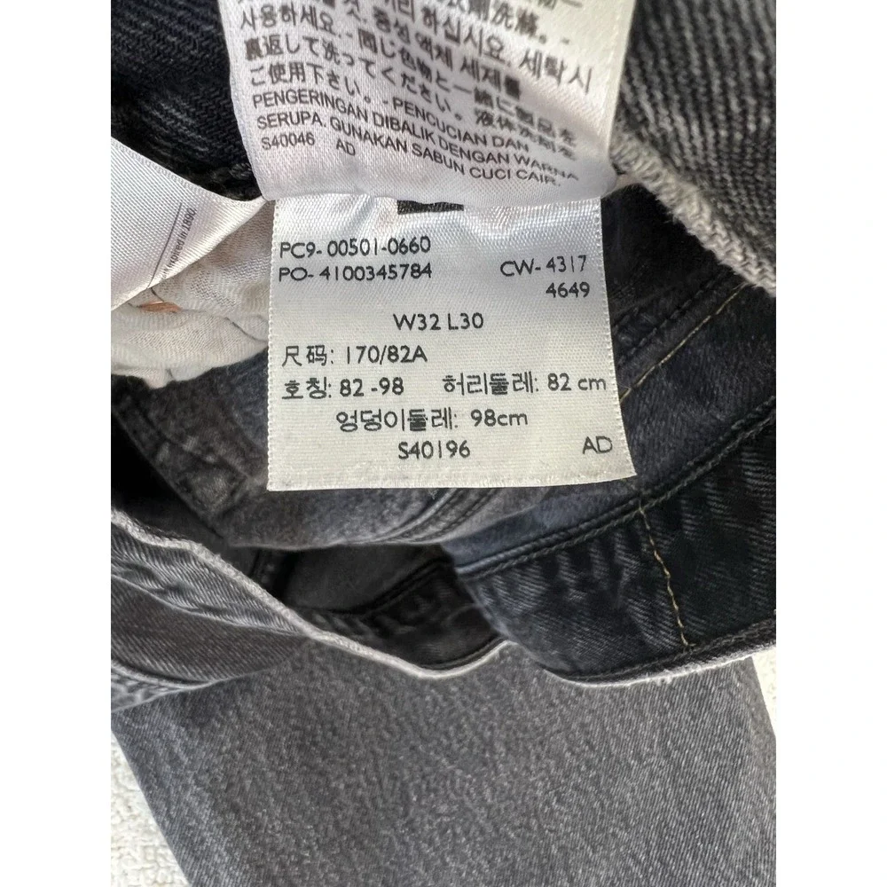 Levis 501 Original Fit Washed Black Jeans Mens 32 Button Fly Denim SKU 0050